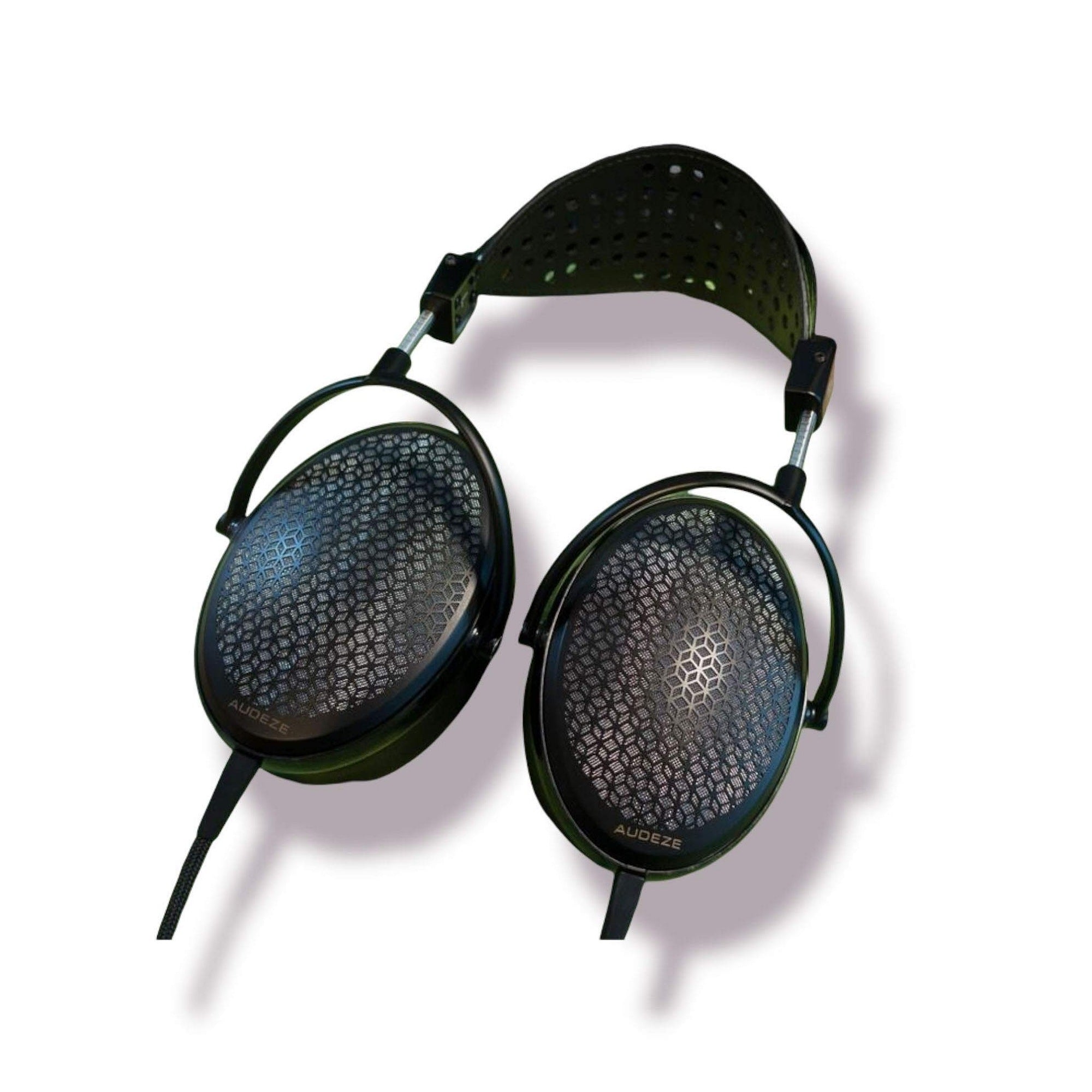 Audeze CRBN electrostatic headphone with geometric grille pattern