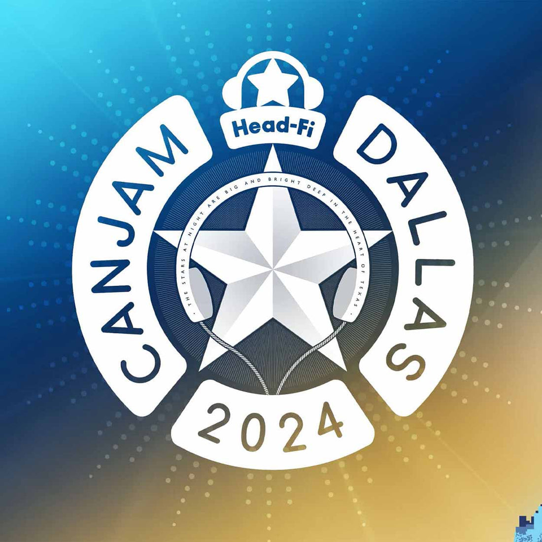 CanJam Dallas 2024 logo by Head-Fi with blue and gold star theme