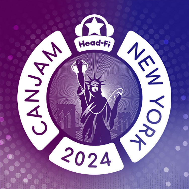 CanJam New York 2024 by Head-Fi logo with purple and blue Statue of Liberty theme