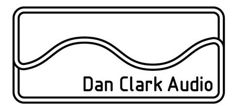 Dan Clark Audio logo with wave pattern above text
