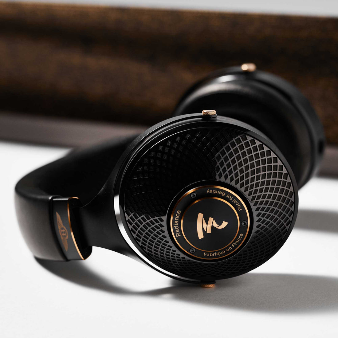 Focal Radiance x Bentley headphone in black with gold accents