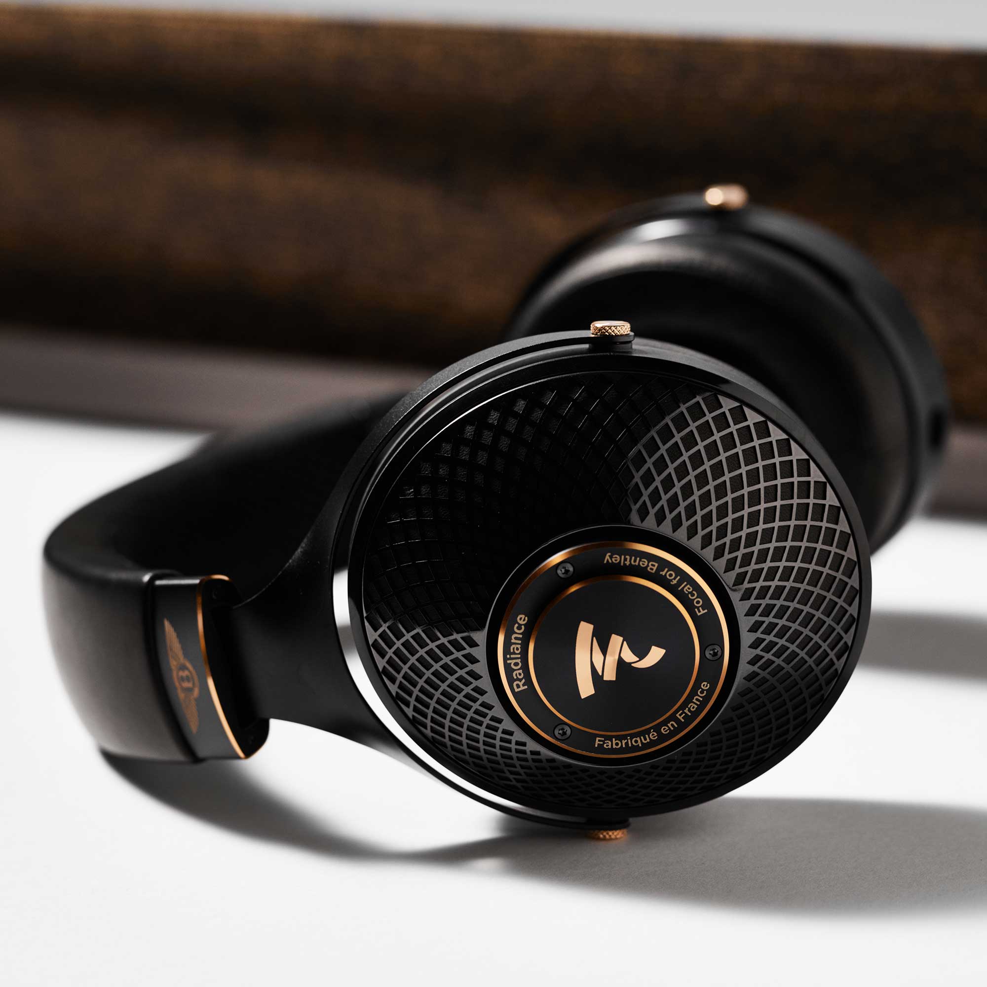 Focal Radiance x Bentley headphone in black with gold accents