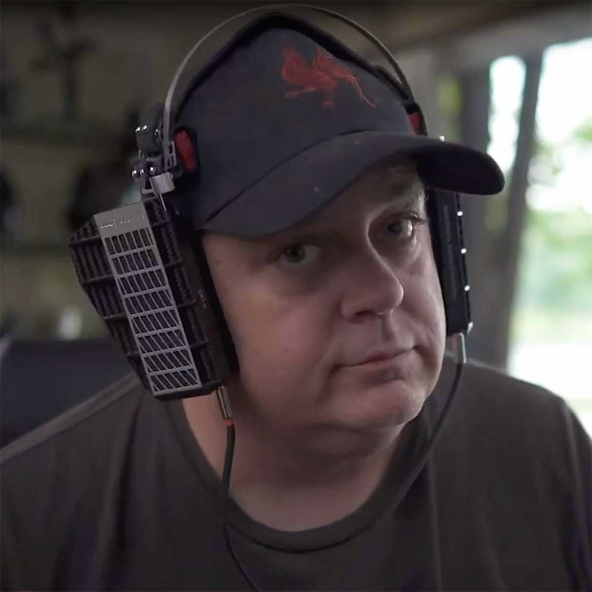 The Tech Collector wearing RAAL SR1a ear speakers