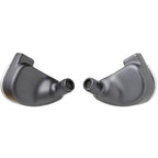 64 Audio U12t IEM close-up showing black ergonomic in-ear monitors with nozzle mesh on white background