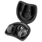 Focal Utopia 2022 open back headphones neatly stored in a protective black carrying case with cable inside