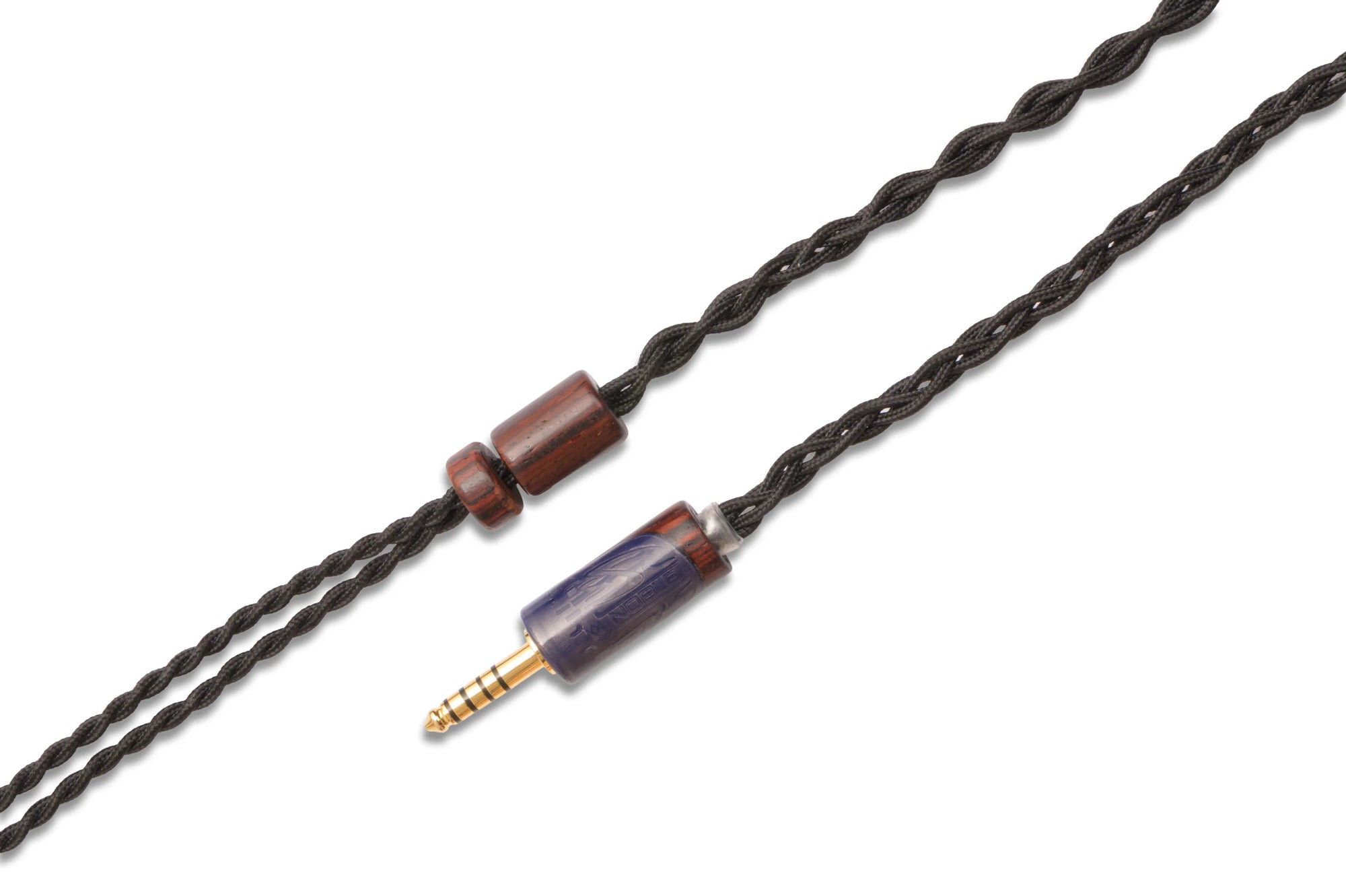 Noble Audio Lu Ban silver-plated OCC cable with 4.4mm balanced plug and wood-accented hardware