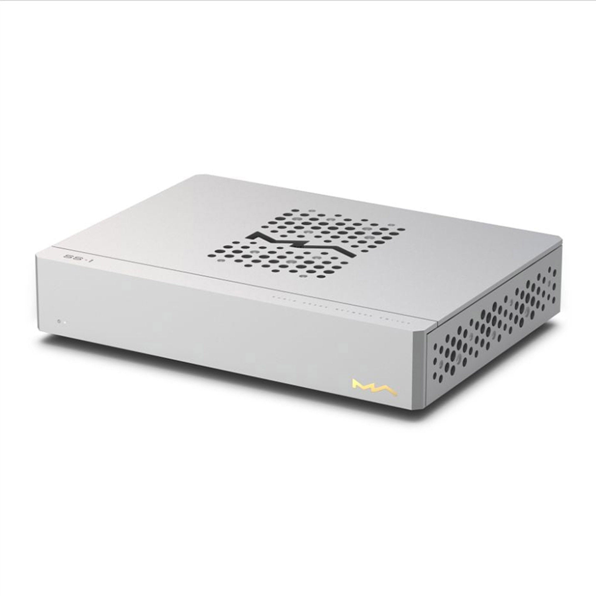 Matrix Audio SS-1 Audio Grade Network Switch with silver casing and perforated vents on white background