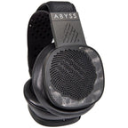 Abyss Diana DZ Planar Magnetic Headphones with black perforated ear cups and padded headband close-up view