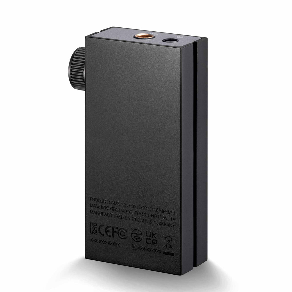 Astell&Kern AK HB1 Hi-Fi USB DAC portable digital audio converter with volume knob and headphone jack on white background