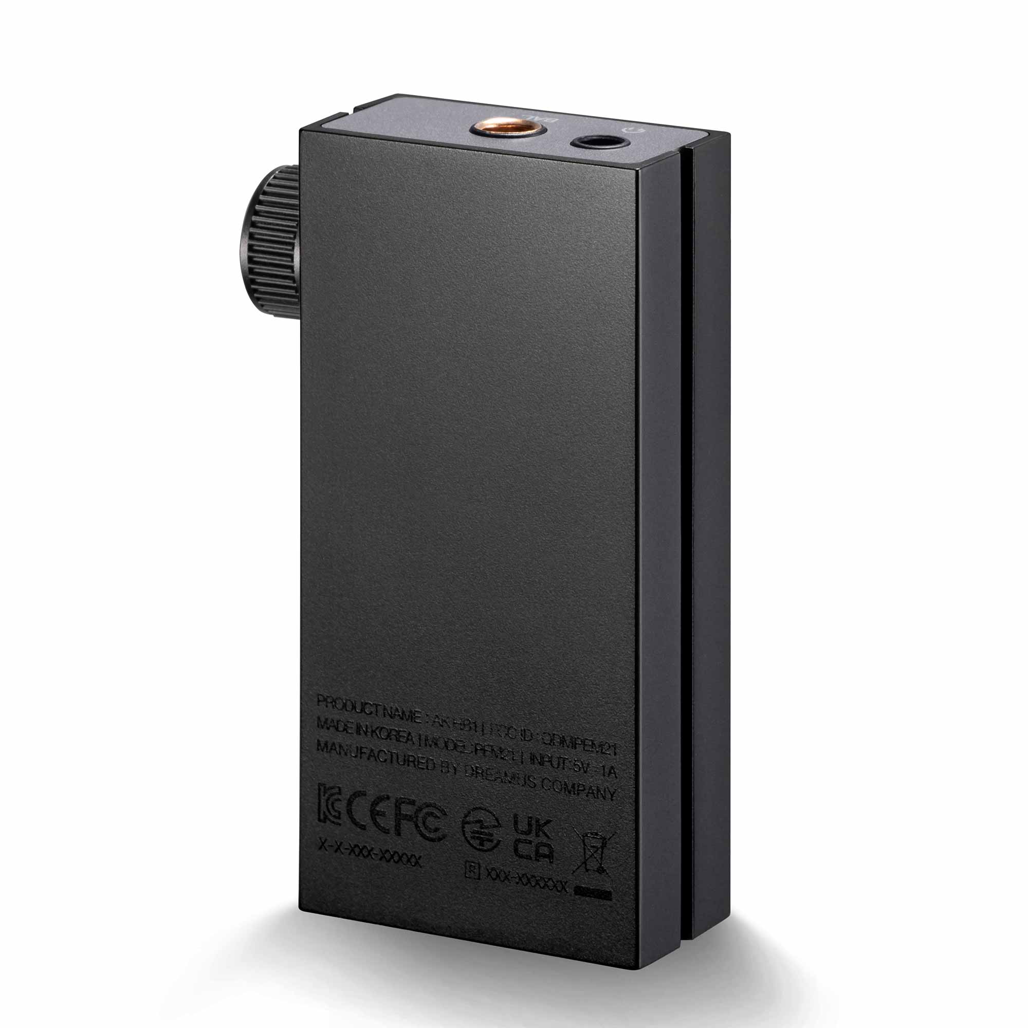 Astell&Kern AK HB1 Hi-Fi USB DAC portable digital audio converter with volume knob and headphone jack on white background