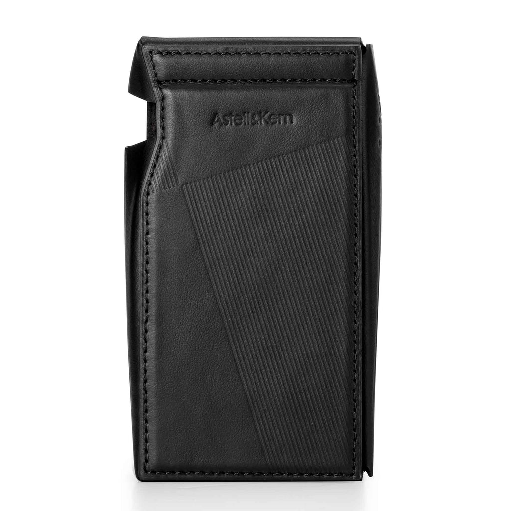 Astell&Kern A&ultima SP3000M Leather Case in black genuine leather with textured detailing and embossed logo front view