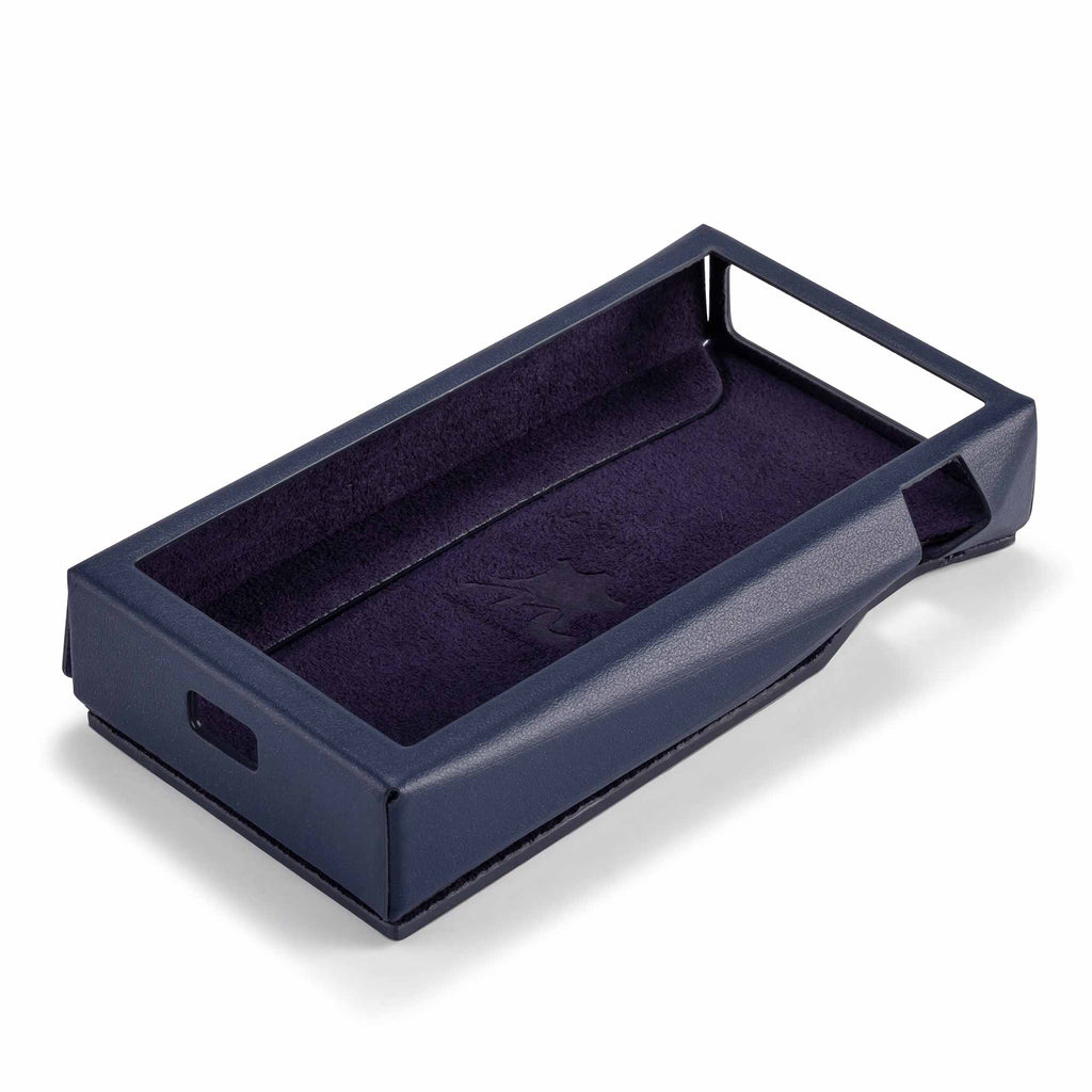 Astell&Kern A&ultima SP3000M Leather Case in navy blue with soft interior lining and precise cutouts on white background