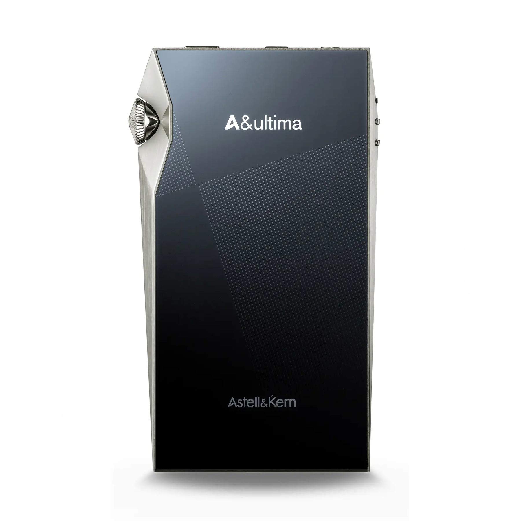 Astell&Kern A&ultima SP3000M Digital Audio Player with sleek black front and metallic volume wheel on white background