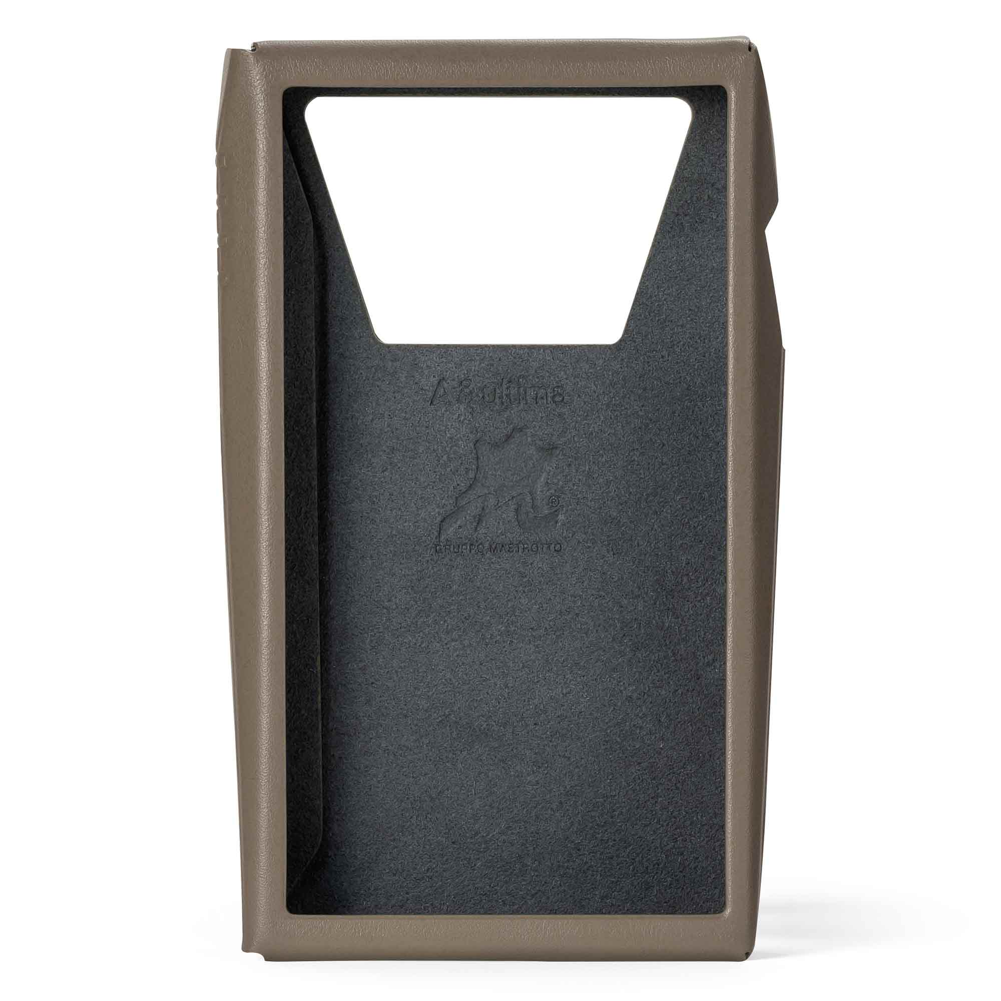 Astell&Kern A&ultima SP3000T Leather Case showing brown genuine leather exterior and black inner lining on white background