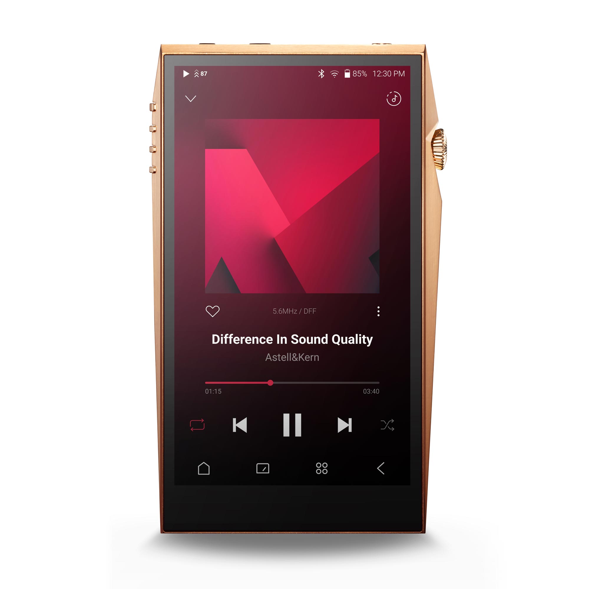 Astell&Kern A&ultima SP3000T Digital Audio Player playing music with a red album art on white background