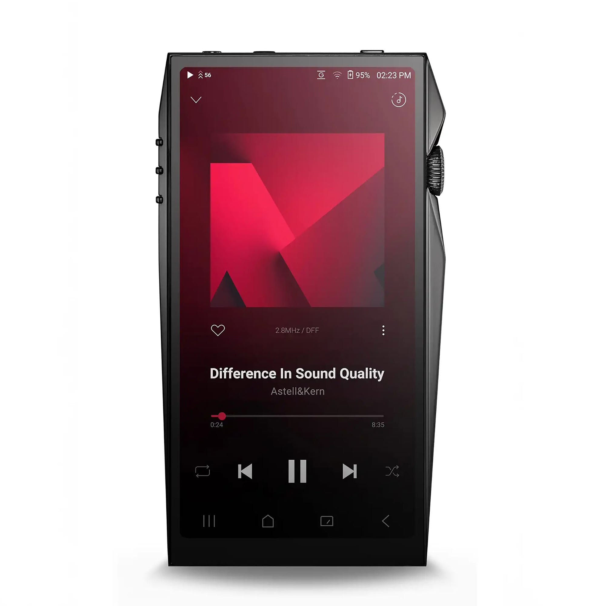 Astell&Kern A&ultima SP4000 Flagship Digital Audio Player showing playback screen with red album art on white background