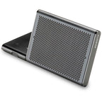 Audeze FILTER Bluetooth Conference Speakerphone angled view showing metal grille and compact slim design on white background