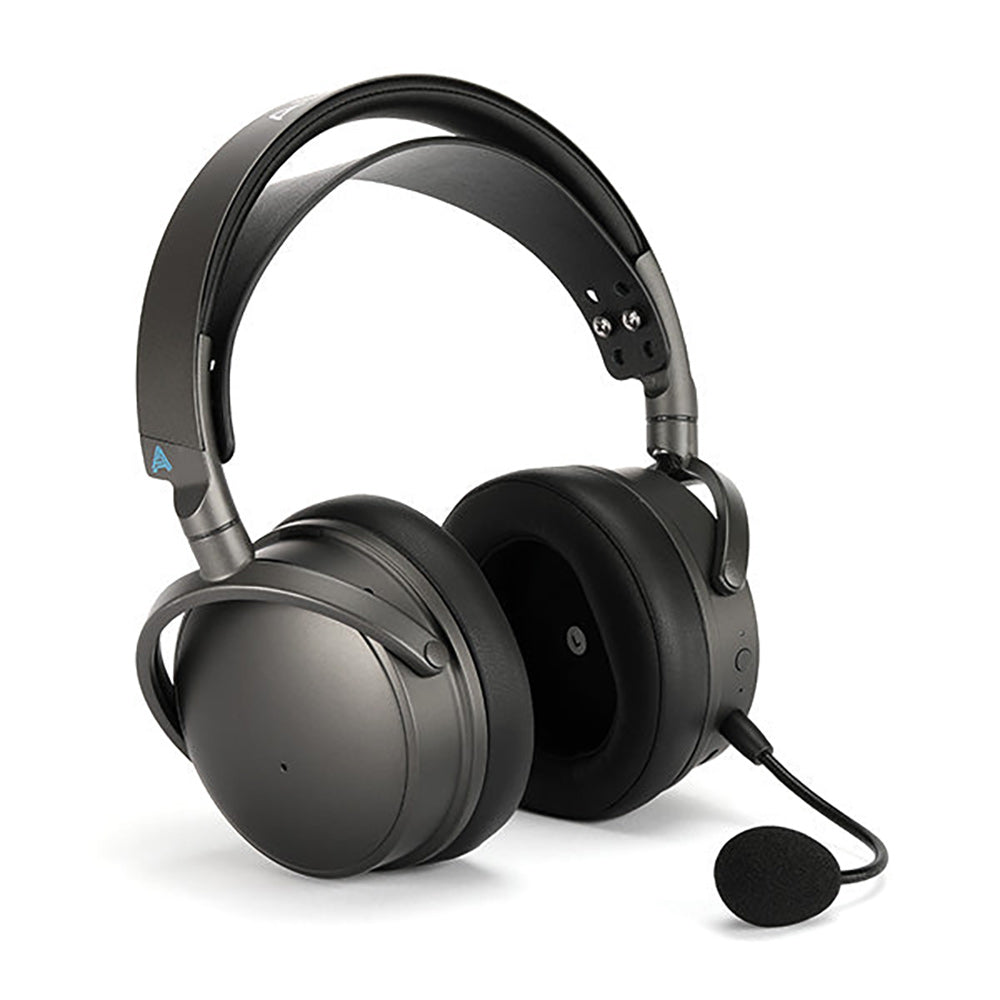 Audeze Maxwell Wireless Gaming Headphones in black with closed-back design and attached microphone on white background