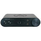 Front view of Austrian Audio FULL SCORE ONE Headphone Amplifier with control knobs and headphone jacks on black casing