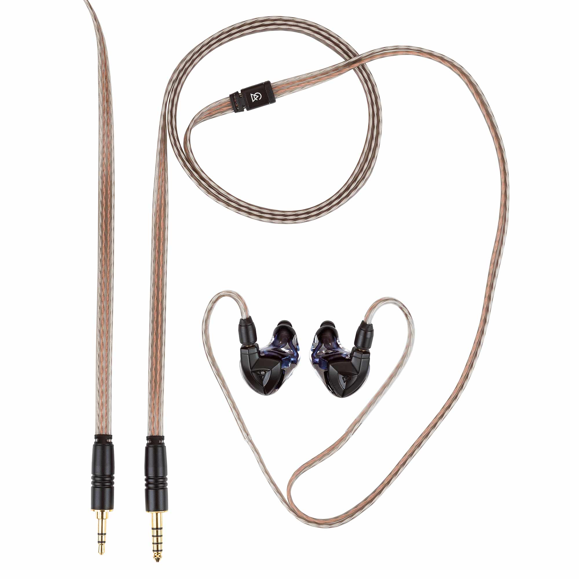 Campfire Clara IEM with Alessandro Cortini Design in-ear monitors with braided detachable cable on white background