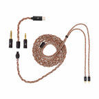 Campfire Time Link Interchangeable IEM Cable with braided wire and three swappable connectors on white background