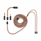 Campfire Time Link Interchangeable IEM Cable with silver-plated copper wires and multiple connectors on white background