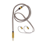 Campfire Time Stream Silver IEM Cable with gold MMCX connectors and 3.5mm single-ended jack on white background