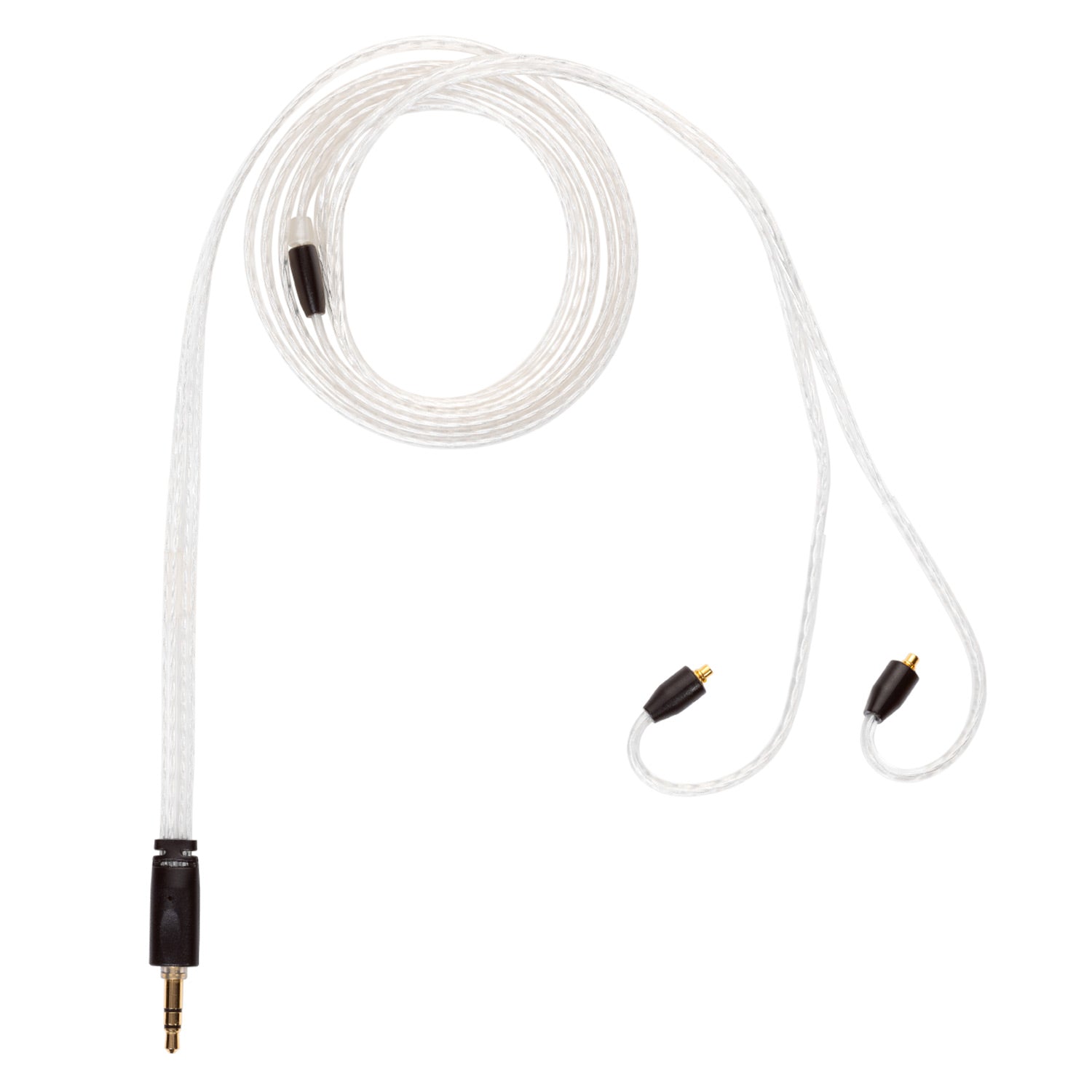 Campfire Time Stream Cable with transparent braided design and gold connectors on white background