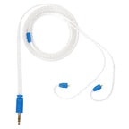 Campfire Time Stream Cable in clear braided design with blue connectors and 3.5mm single-ended plug on white background
