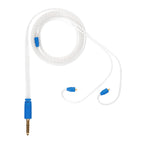 Campfire Time Stream Cable with blue connectors and clear braided cable on white background