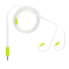 Campfire Time Stream Cable with translucent braided wire and lime green connectors on white background