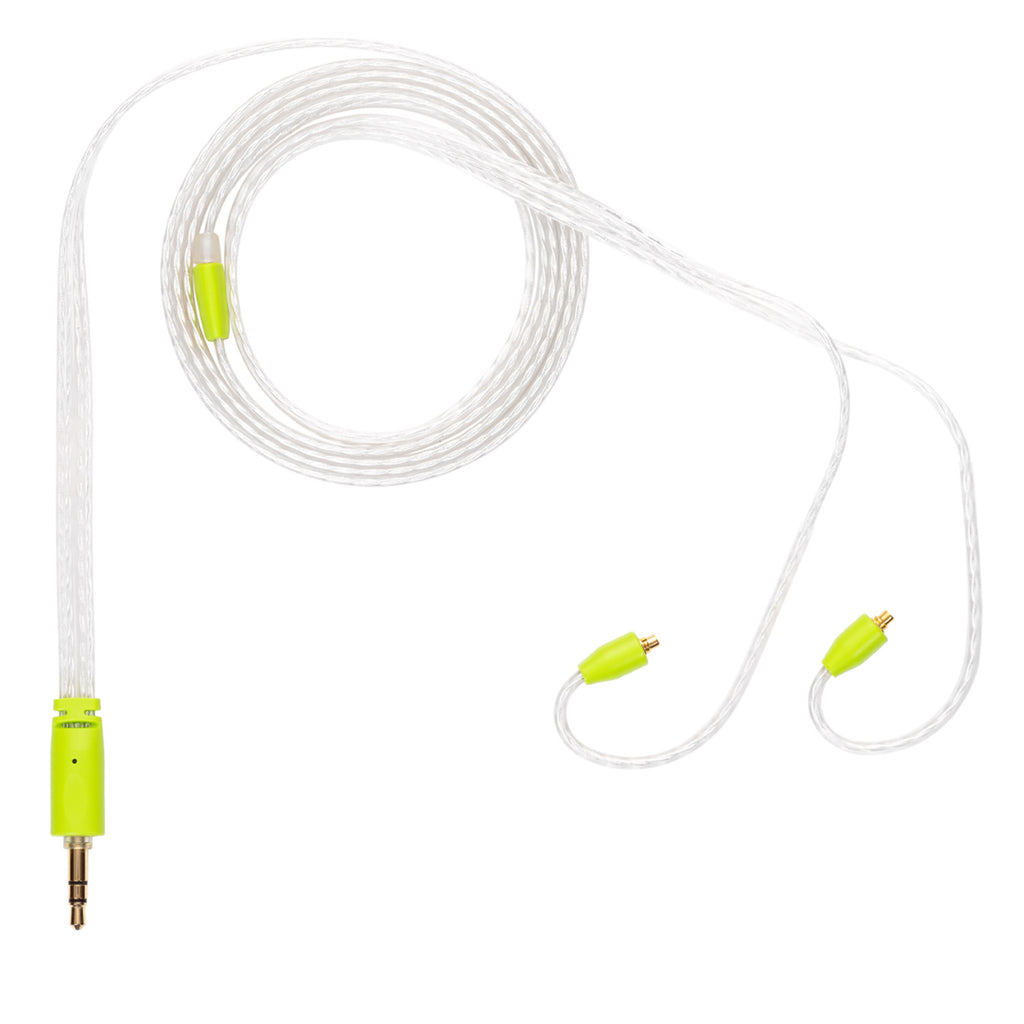 Campfire Time Stream Cable with clear braided cable and neon green connectors on white background