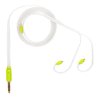 Campfire Time Stream Cable with transparent braided design and lime green connectors on white background