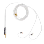 Campfire Time Stream Cable with clear braided wire and silver connectors on a white background