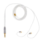 Campfire Time Stream Cable in transparent silver with 3.5mm connector and twin connectors for headphones on white background