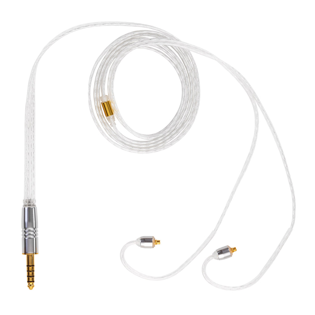 Campfire Time Stream Cable with clear braided design and 3.5mm connector for high-end headphone customization