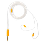Campfire Time Stream Cable with transparent braided design and yellow connectors on white background