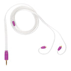 Campfire Time Stream Cable in clear with purple connectors and 3.5mm single-ended plug on white background