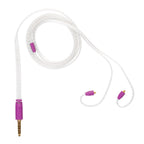 Campfire Time Stream Cable in white with purple connectors and gold-plated balanced 4.4mm plug on white background
