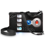 Chord 2Go Premium Leather Case for Hugo2 + 2Go with textured black leather and detachable strap on white background