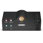 Chord Suzi Modular Stereo Power Amplifier in black with illuminated volume knob and front panel controls on white background