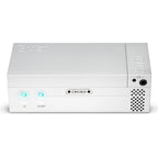 Chord Suzi Modular Stereo Power Amplifier in white with illuminated buttons, input jacks, and ventilation on white background