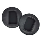 Pair of black Dan Clark Audio ETHER and VOCE Angled Replacement Ear Pads with rectangular inner cutouts on white background