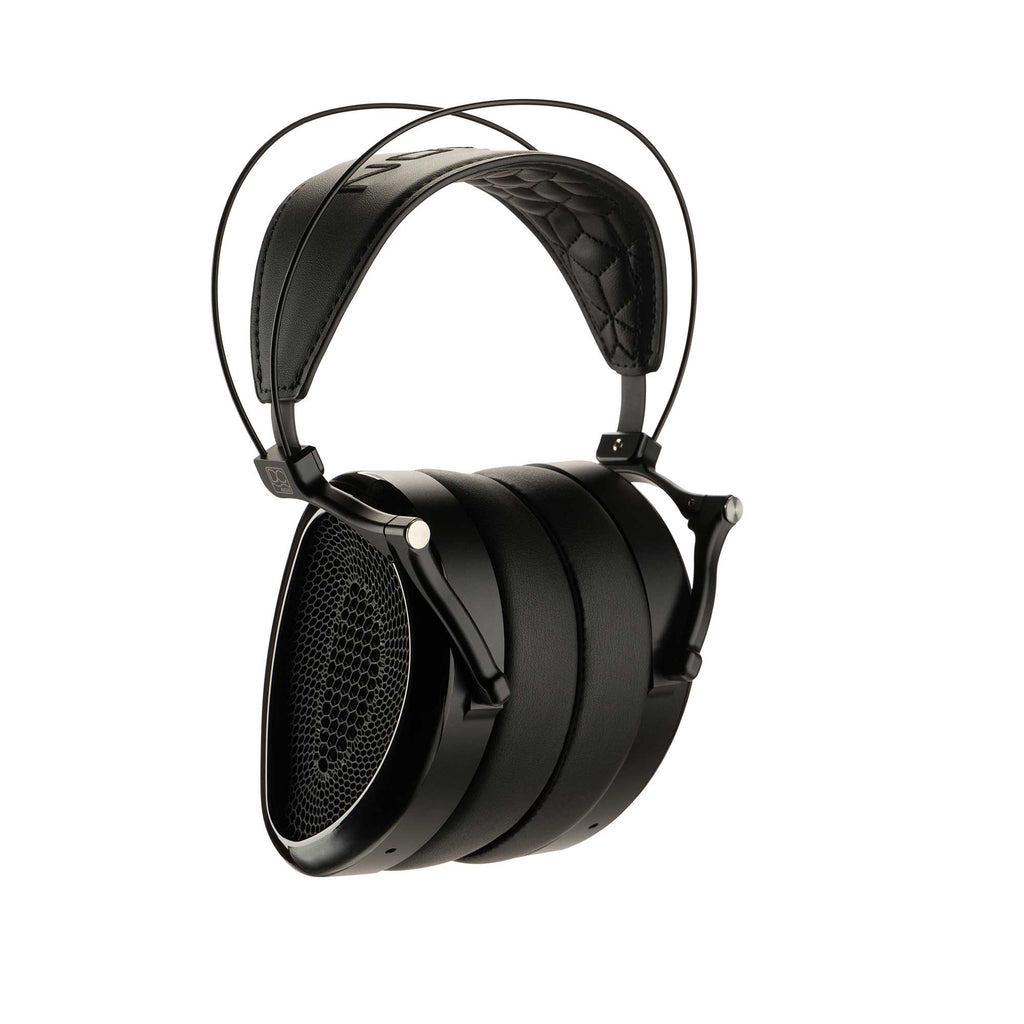 Dan Clark Audio Noire XO Open-Back Planar Headphones in black with padded headband and large ear cups on white background
