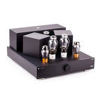 Feliks Audio Arioso 300B Integrated Tube Amplifier with vacuum tubes and black chassis on white background