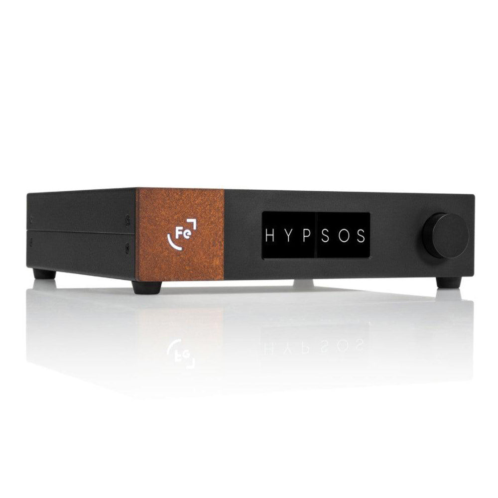 Ferrum HYPSOS Dedicated Power Supply with black casing and wooden accent, digital display, and control knob on white background