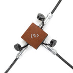 Ferrum Power Splitter for Ferrum Cables (Includes FPL 0.5m) with three connected silver cable ends and black cables on white background