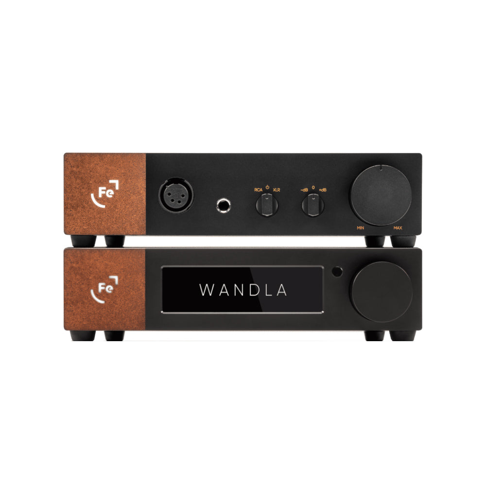 Ferrum Audio Stack with black and copper DAC and amplifier units featuring control knobs and display screen on white background