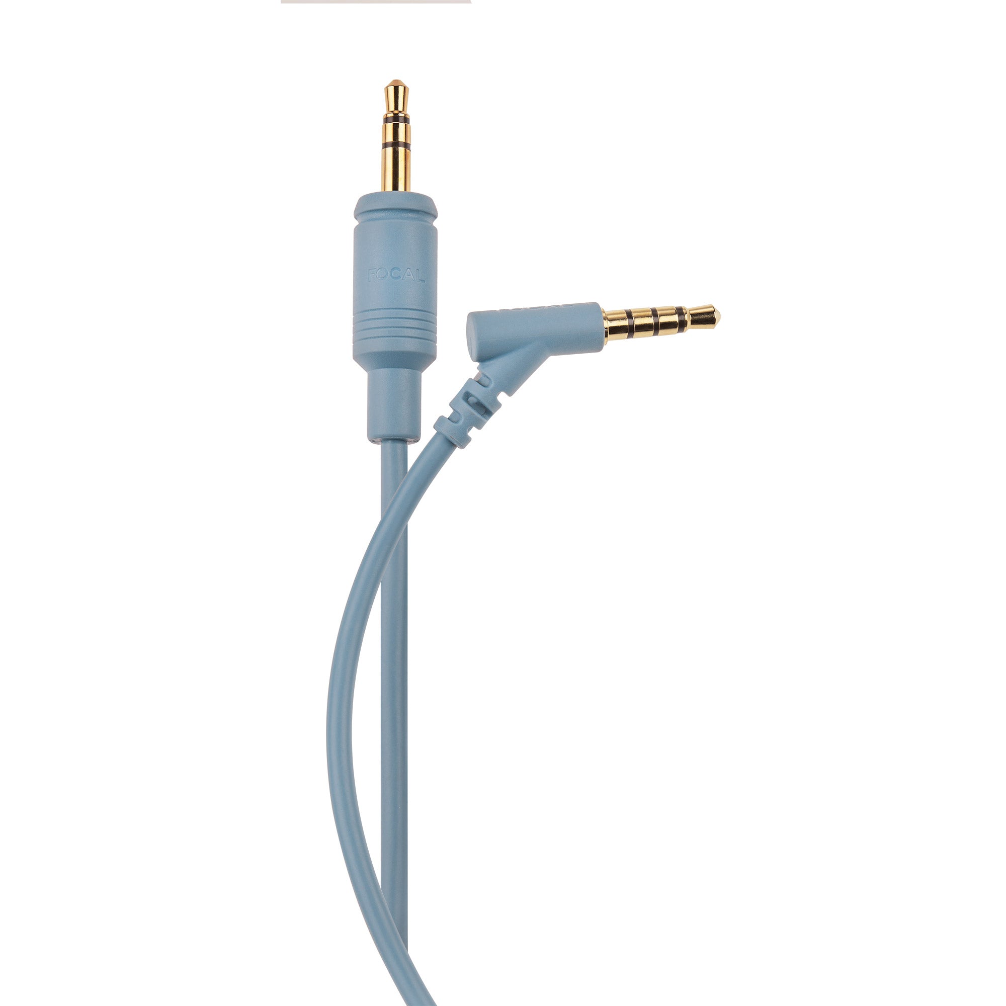 Blue detachable audio cable with straight and right-angle gold connectors for Focal Azurys Closed-Back Headphones