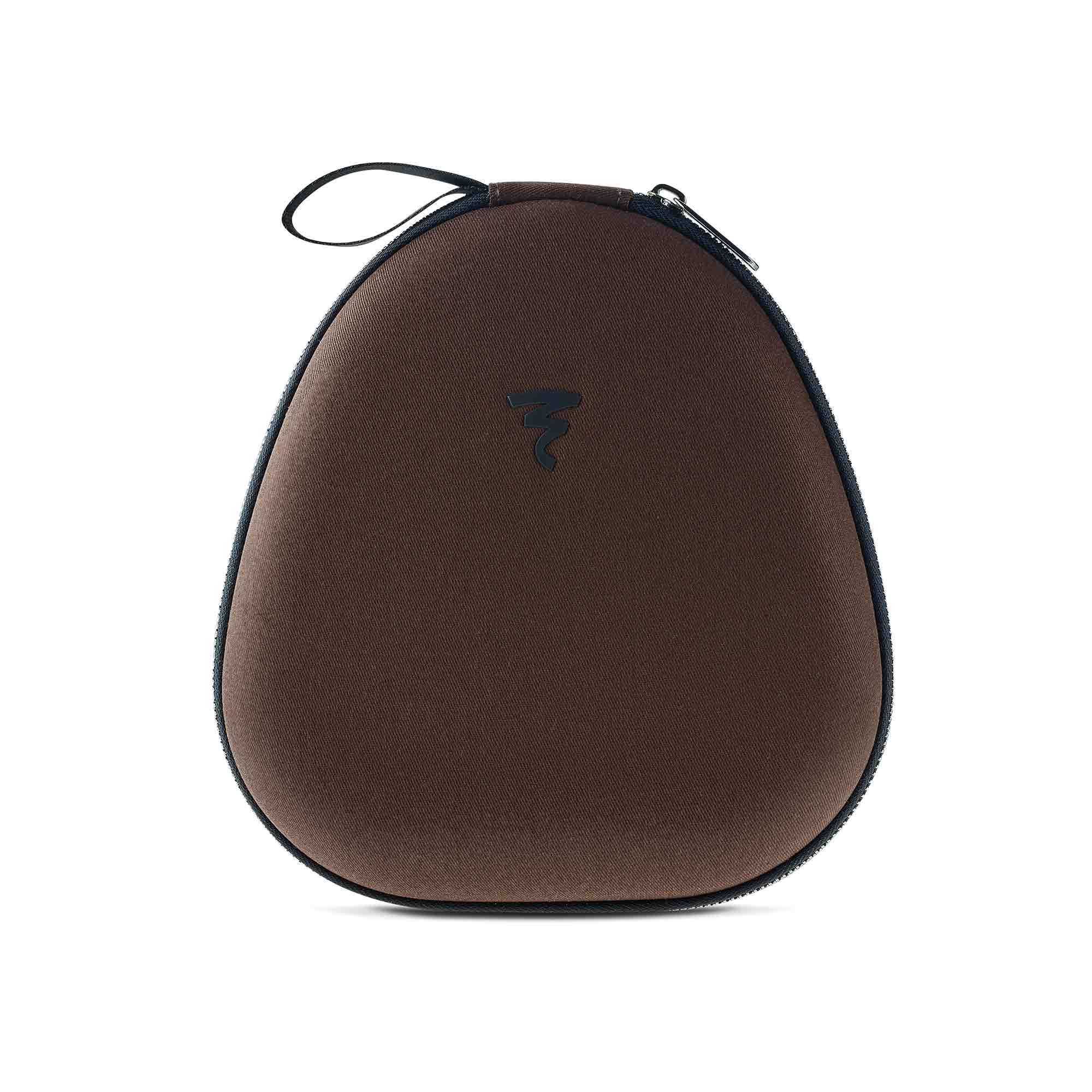 Brown protective carrying case with zipper and loop for Focal Bathys MG Wireless Noise-Cancelling Headphones